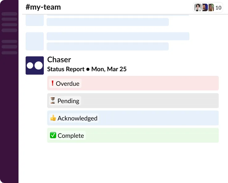 Task status screen featuring team collaboration and checklist elements.